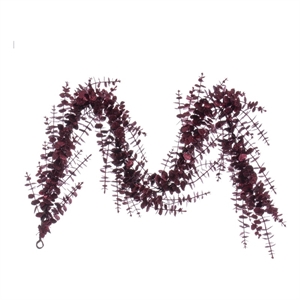 Vickerman 6' Burgundy Artificial Eucalyptus Glitter Garland