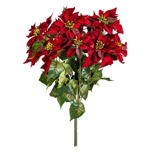 Vickerman 18&quot Red Poinsettia and Leaf Bush.