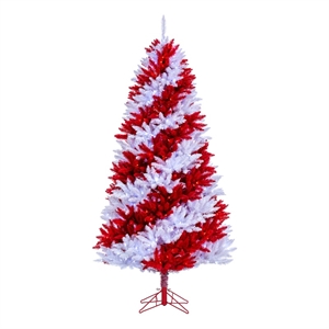 Vickerman 7.5' Candy Cane Artificial Pine Tree - Pure White and Red LED Lights