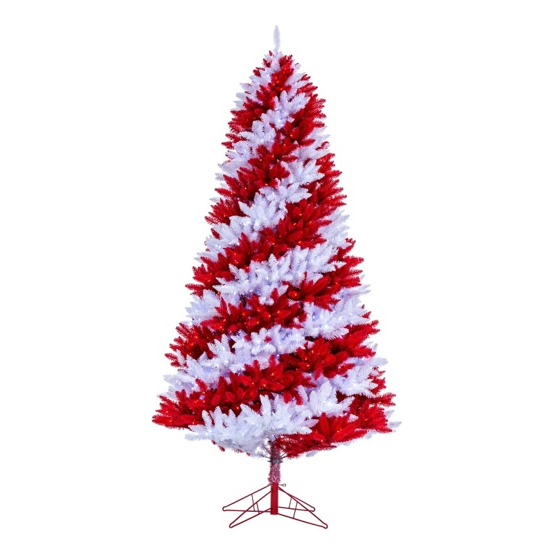 Vickerman 9' Candy Cane Artificial Pine Tree with Pure White and Red LED Lights