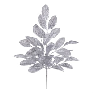 Vickerman 25&quot Silver Artificial Apple Leaf Glitter Bush. 2 per bag.