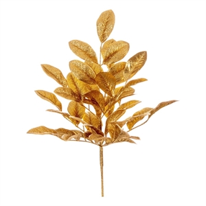 Vickerman 25&quot Gold Artificial Apple Leaf Glitter Bush. 2 per bag.