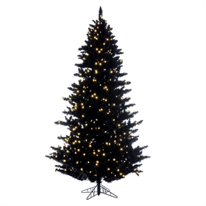 Vickerman 7.5' Flocked Black Fir Artificial Christmas Tree. Warm White LED Light