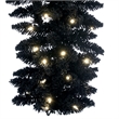 Vickerman 9' Flocked Black Fir Artificial Garland. Warm White LED Lights