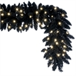 Vickerman 9' Flocked Black Fir Artificial Garland. Warm White LED Lights