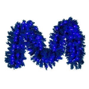 Vickerman 9' Flk Turquoise Fir Artificial Garland. Turquoise LED Mini Lights.