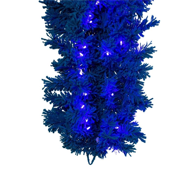 Vickerman 9' Flk Turquoise Fir Artificial Garland. Turquoise LED Mini Lights.