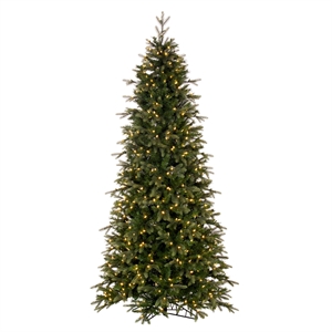 Vickerman 7.5' Douglas Fir Artificial Slim Tree. Warm White LED Mini Lights