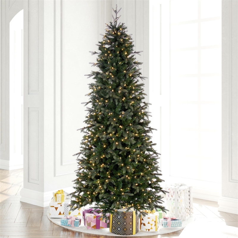 Vickerman 7.5' Douglas Fir Artificial Slim Tree. Warm White LED Mini Lights