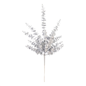 Vickerman 28&quot Silver Artificial Plastic Eucalyptus Glitter Spray. 2 per bag.