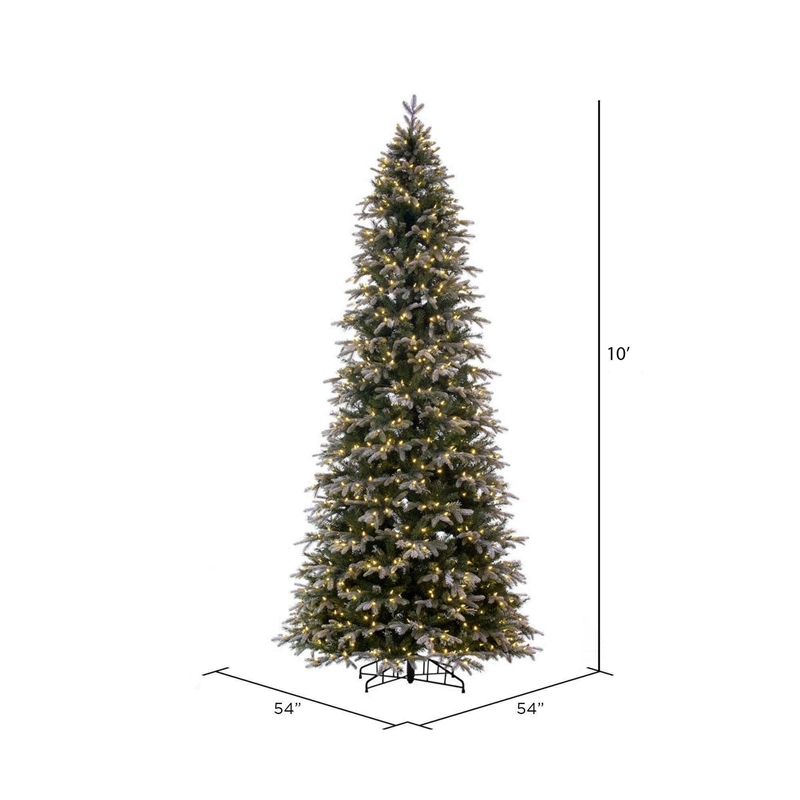 Vickerman 10' Frosted Douglas Fir Artificial Slim Tree. Warm White LED Lights