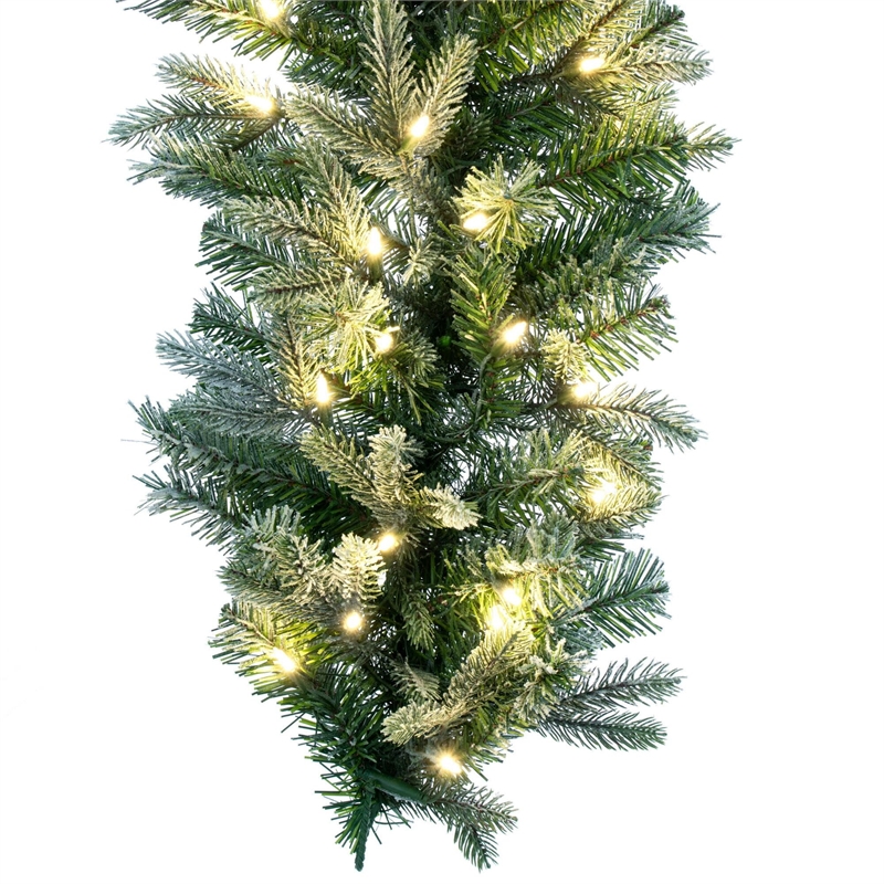 Vickerman 9' Frosted Douglas Fir Artificial Garland. Warm White LED Lights