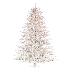 Vickerman 6.5' Flocked Pistol Pine Artificial Tree. Warm White LED Lights