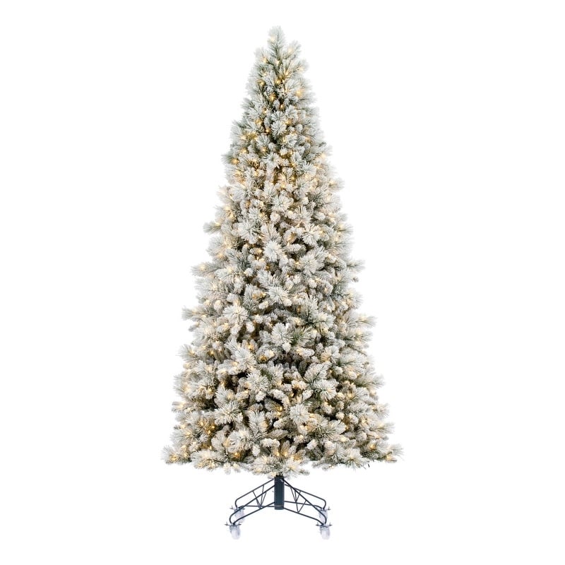 Vickerman 6.5' Flocked Jackson Pine Artificial Tree. Warm White Mini Lights