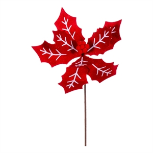 Vickerman 22&quot Red and White Felt Poinsettia - 4 Per Bag