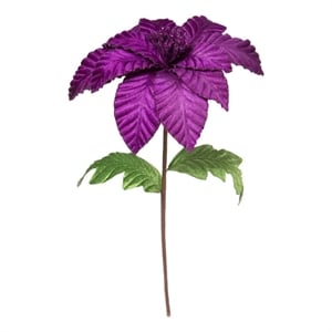 Vickerman 22&quot Velvet Glitter Trim Poinsettia in Purple (6 Per Bag)