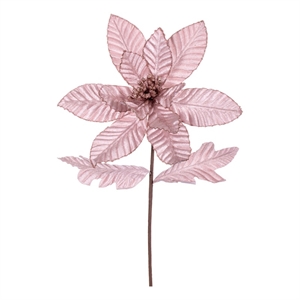 Vickerman 22&quot Pink Velvet Glitter Trim Poinsettia - 6 Per Bag
