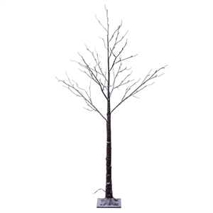Vickerman 6' Brown Frosted Twig Tree. Warm White 3mm Wide Angle LED lights
