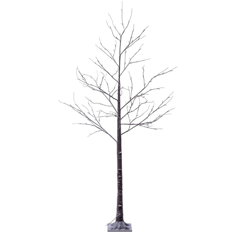 Vickerman 8' Brown Frosted Twig Tree. Warm White 3mm Wide Angle LED lights
