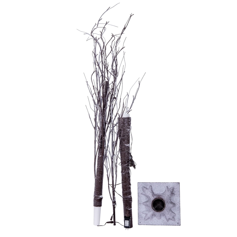 Vickerman 8' Brown Frosted Twig Tree. Warm White 3mm Wide Angle LED lights