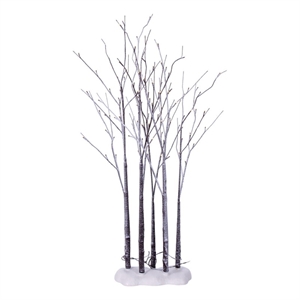 Vickerman 4' Brown Frosted Twig Tree Grove. Warm White LED lights. 5 Piece Set