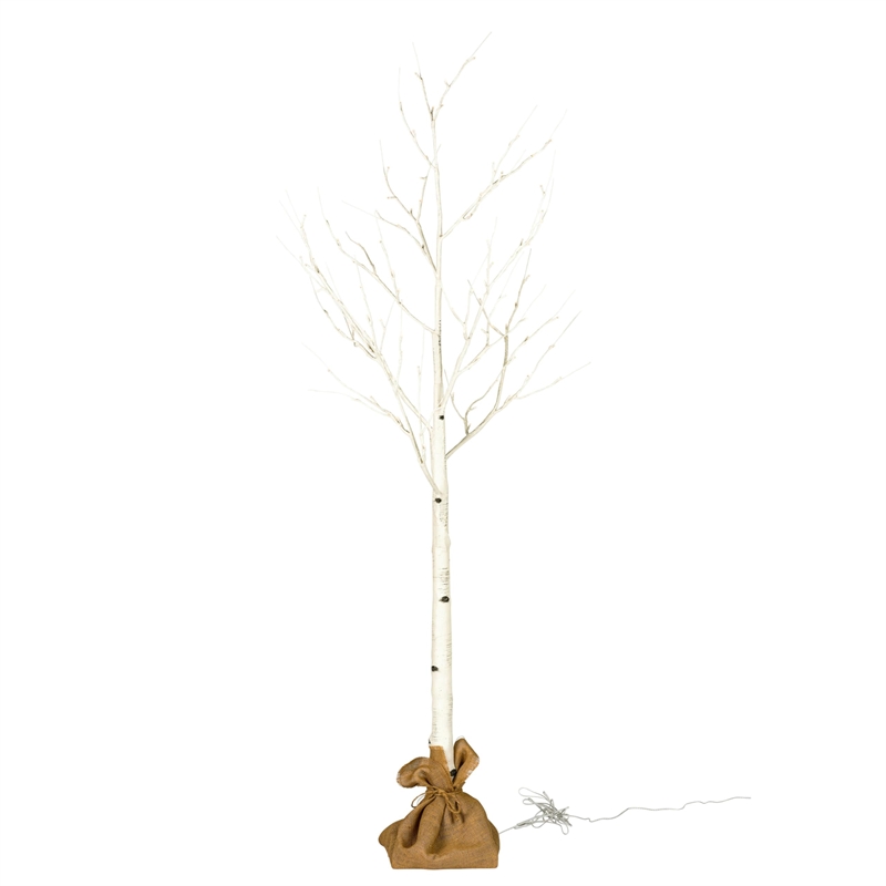 Vickerman 6' White Birch Twig Tree. Warm White 3mm Wide Angle LED lights.