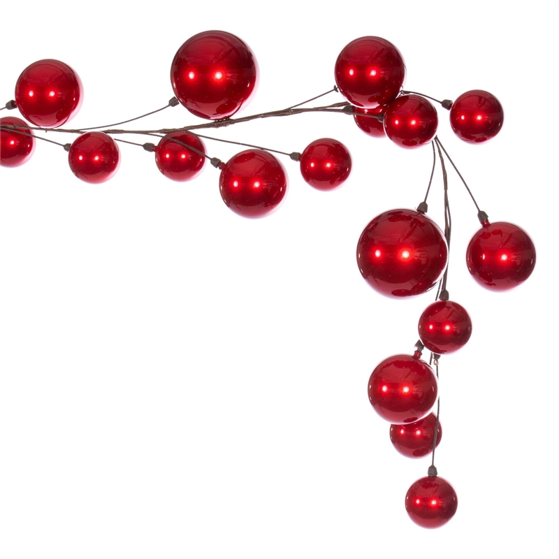Vickerman 10' Red Plastic Ball Ornament Garland