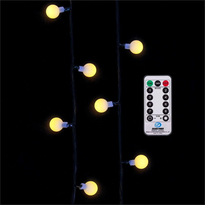 Vickerman 100 Light Warm White LED Indoor/Outdoor 8 Function Cherry Light Set