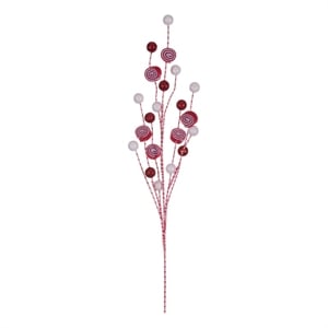 Vickerman 32&quot Red and White Multi-Color Swirl and Glitter Ball Spray. 4 per bag.