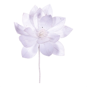 Vickerman 22&quot White Velvet Sheen Glitter Trim Poinsettia Stem (4 Per Bag)