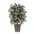 Vickerman 4' Artificial Capensia Bush. Brown Square Plastic Basket.