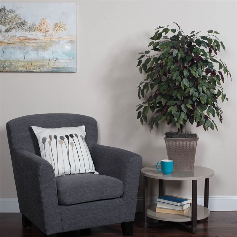 Vickerman 4' Artificial Capensia Bush. Brown Square Plastic Basket.