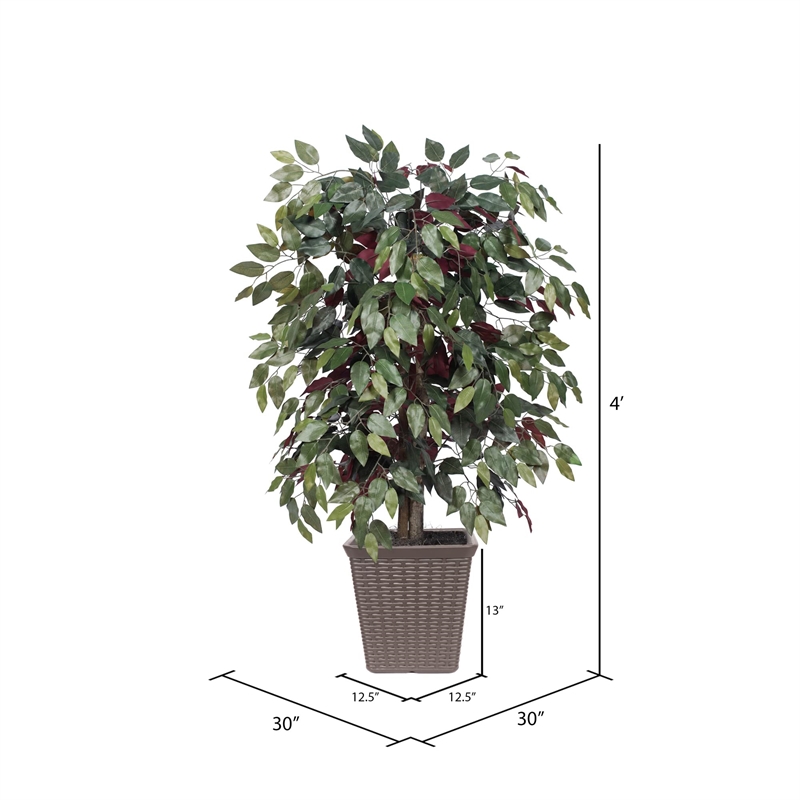 Vickerman 4' Artificial Capensia Bush. Brown Square Plastic Basket.