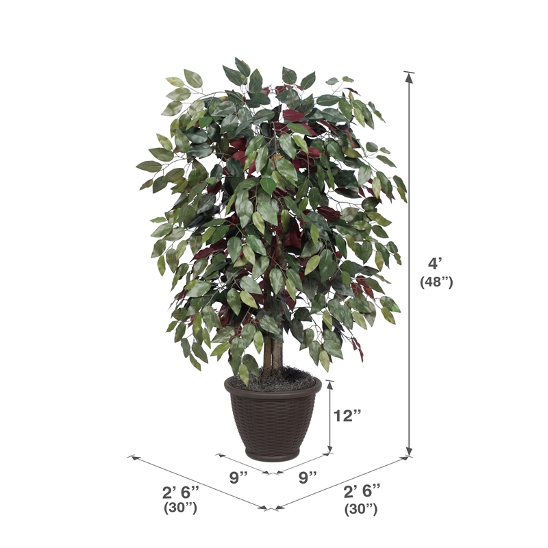 Vickerman 4' Artificial Capensia Bush. Gray Square Plastic Container