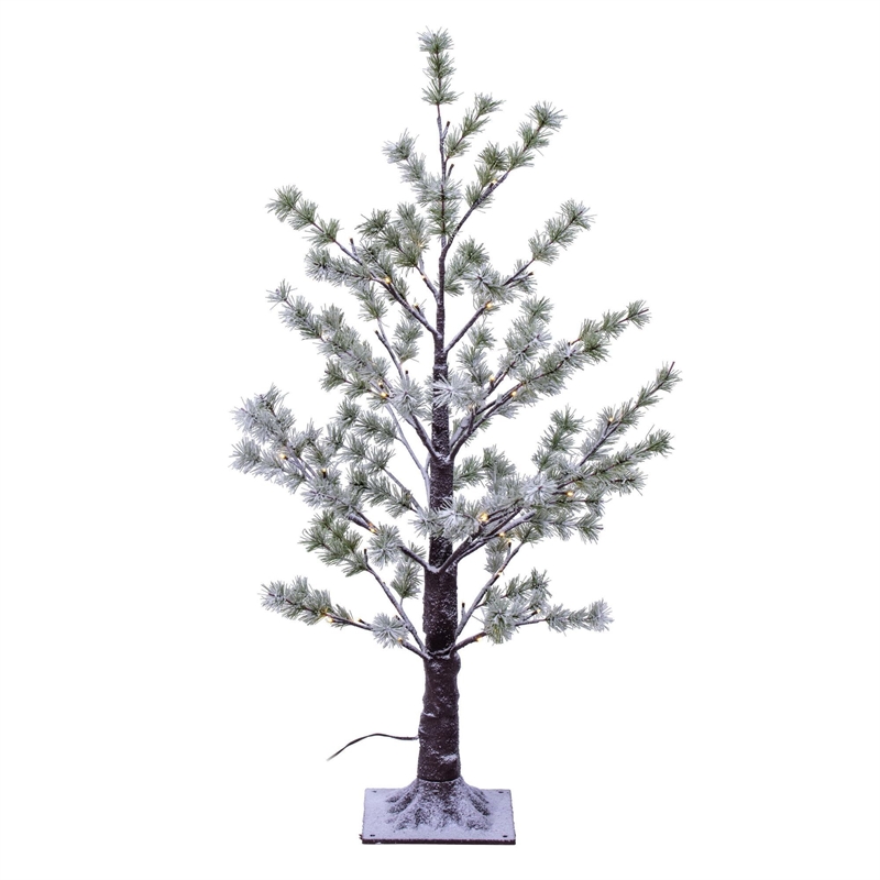 Vickerman 3' Green Frosted Mini Pine Twig Tree. Warm White LED lights