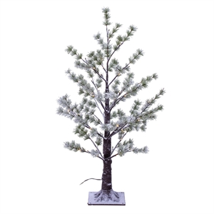 Vickerman 3' Green Frosted Mini Pine Twig Tree. Warm White LED lights