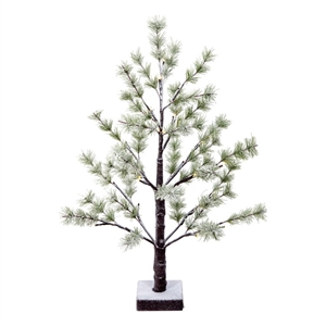 Vickerman 2' Green Frosted Mini Pine Twig Tree. Warm White Wide Angle LED lights