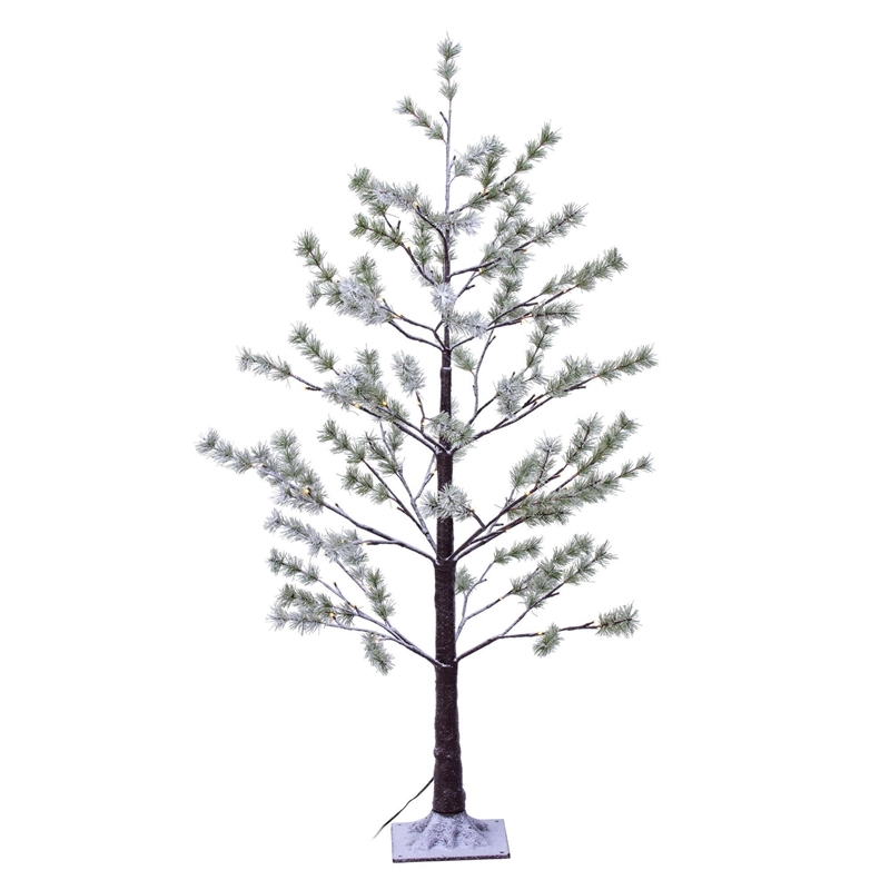 Vickerman 4' Green Frosted Mini Pine Twig Tree. Warm White LED lights