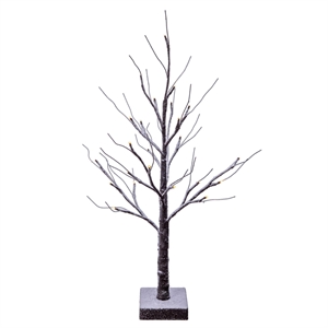 Vickerman 2' Brown Frosted Twig Tree. Battery Operated Warm White LED lights