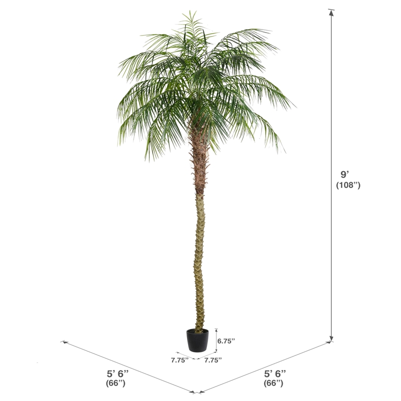 Vickerman 9' Artificial Green Potted Phoenix Palm Tree.
