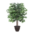 Vickerman 4' Artificial Green Ficus Bush in Brown Plastic Pot