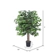 Vickerman 4' Artificial Green Ficus Bush in Black Plastic Pot.