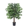 Vickerman 4' Artificial Green Ficus Bush in Black Plastic Pot.