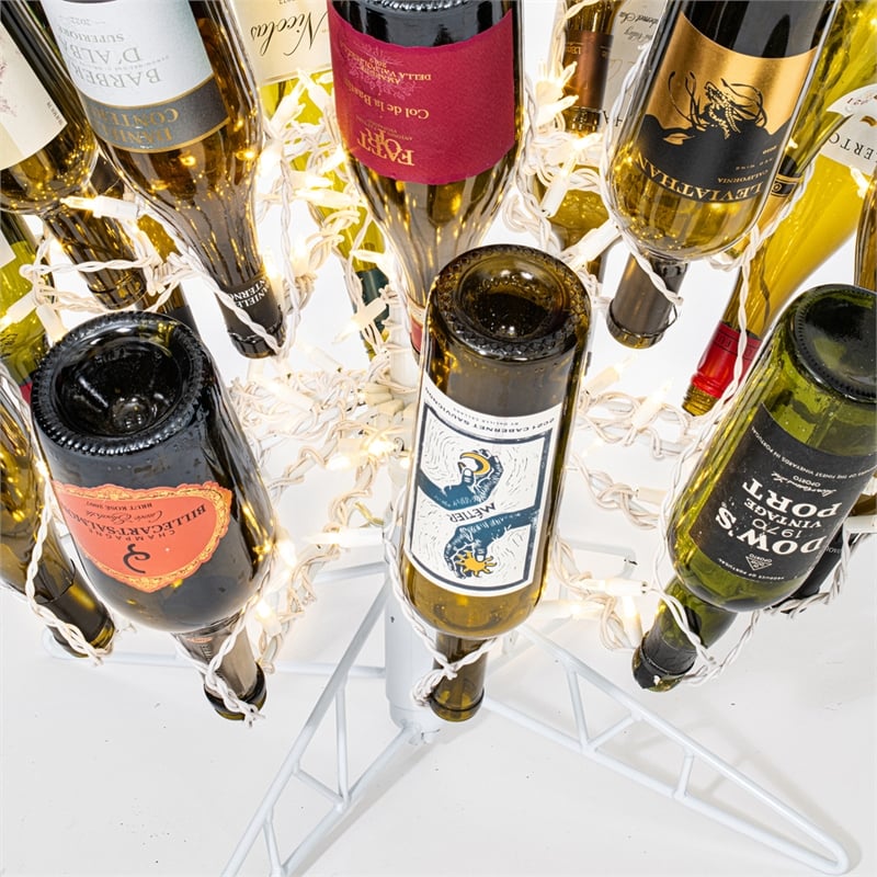 Vickerman Traditional Metal Wine Bottle Tree with 200 Mini Lights in White