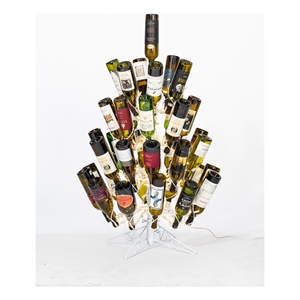 Vickerman Traditional Metal Wine Bottle Tree with 200 Mini Lights in White