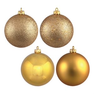 Vickerman 12&quot Gold 4 Finish Ball Ornament 4/Bg