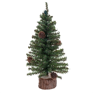 Vickerman 12&quot Carmel Pine Tree 152 Tips Wood Base