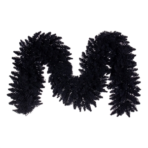 Vickerman 9' x 14&quot Flocked Black Fir Garland 250T