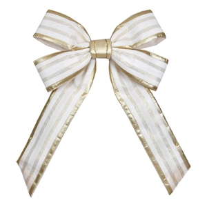 Vickerman 36&quot Outdoor Fabric Champagne Bow with Wire Tie on Back in Beige