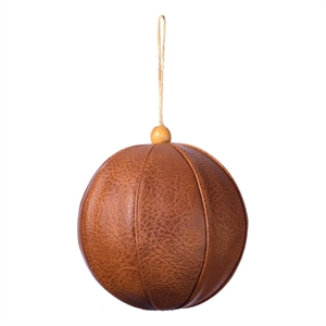 Vickerman 5&quot Faux Leather & Plastic Ball Ornament in Mocha Brown (Set of 4)
